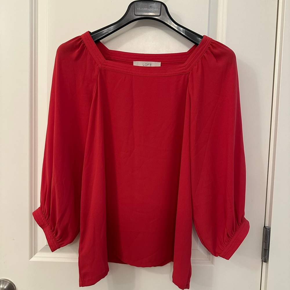 LOFT Women's Red Blouse in Size XXS